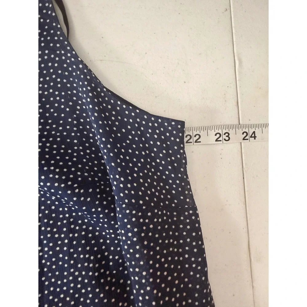 Emma & Michele Navy Blue Polka Dot Ruffle Front Sleeveless Shift Dress 2X - Picture 8 of 10